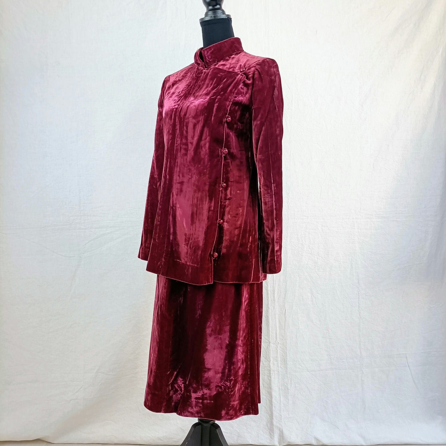 tailleur velluto bordeaux