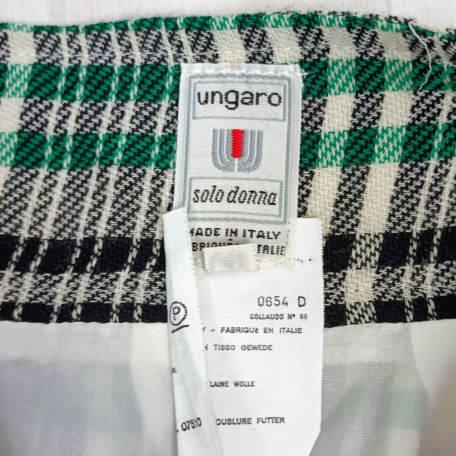 Gonna tartan verde Ungaro Solo Donna vintage 80s