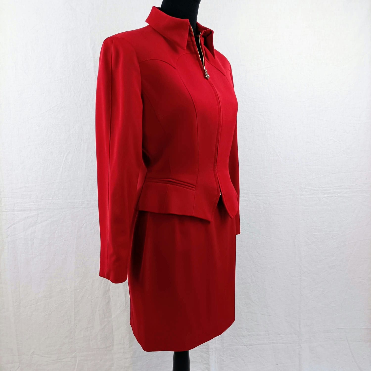 Tailleur Mugler rosso vintage 90s
