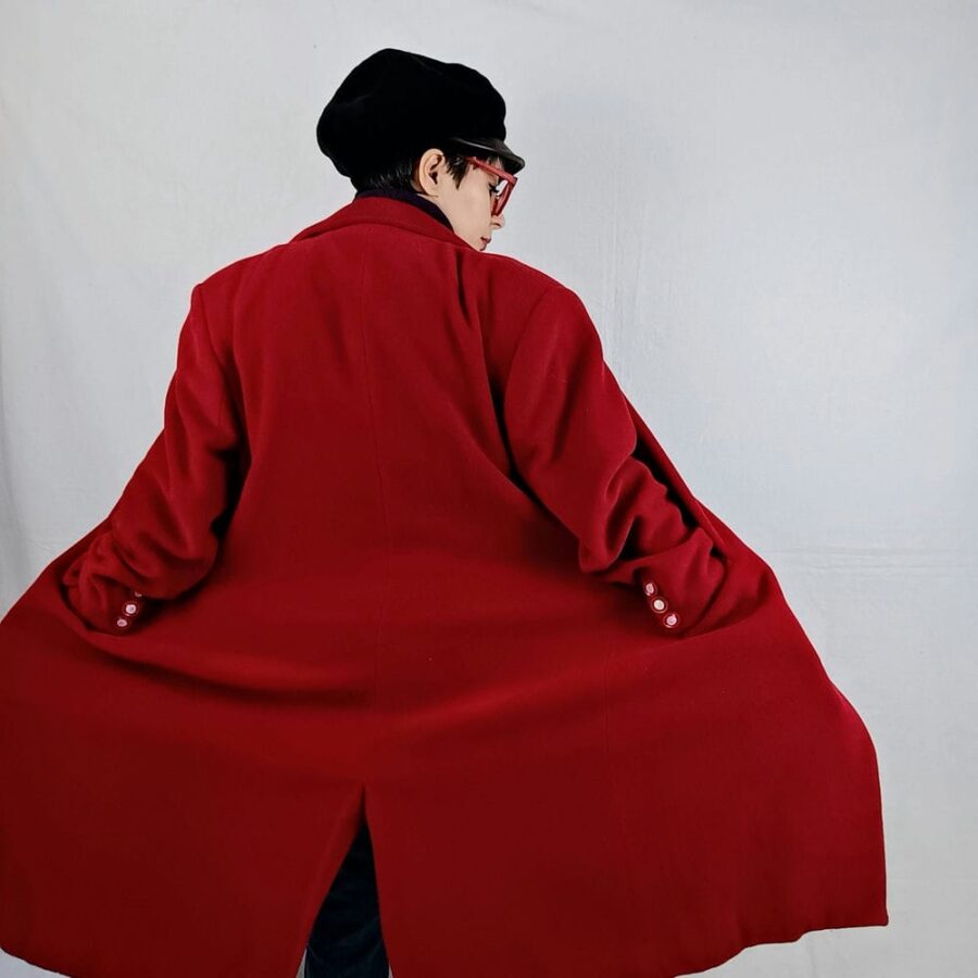 cappotto da donna rosso vintage anni 90