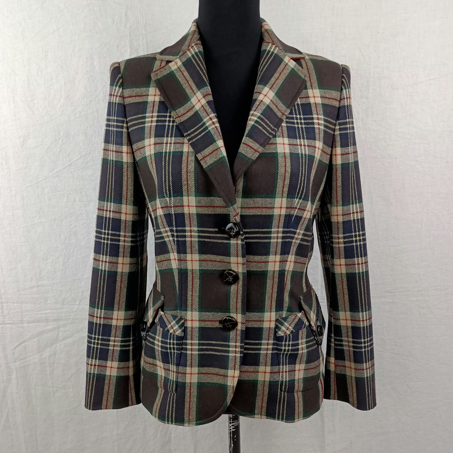 women vintage plaid jacket