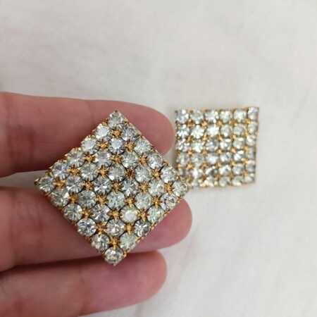Orecchini quadrati con strass vintage 70s