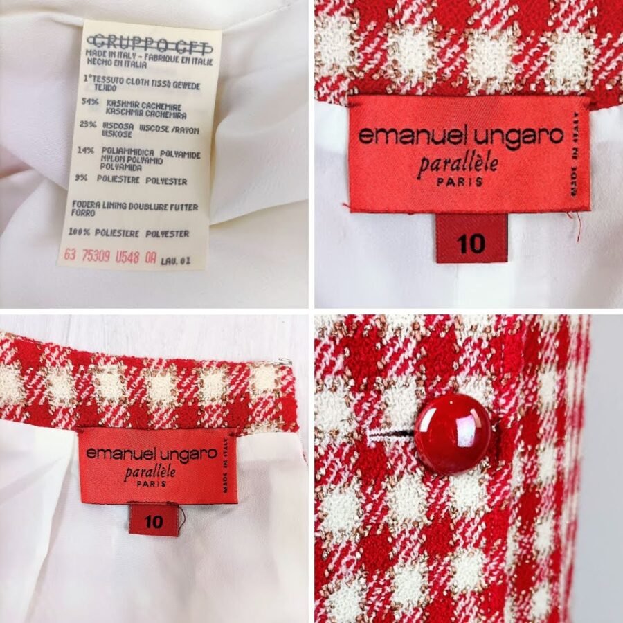 Tailleur bianco e rosso a quadretti Ungaro Parallele Paris - immagine 9
