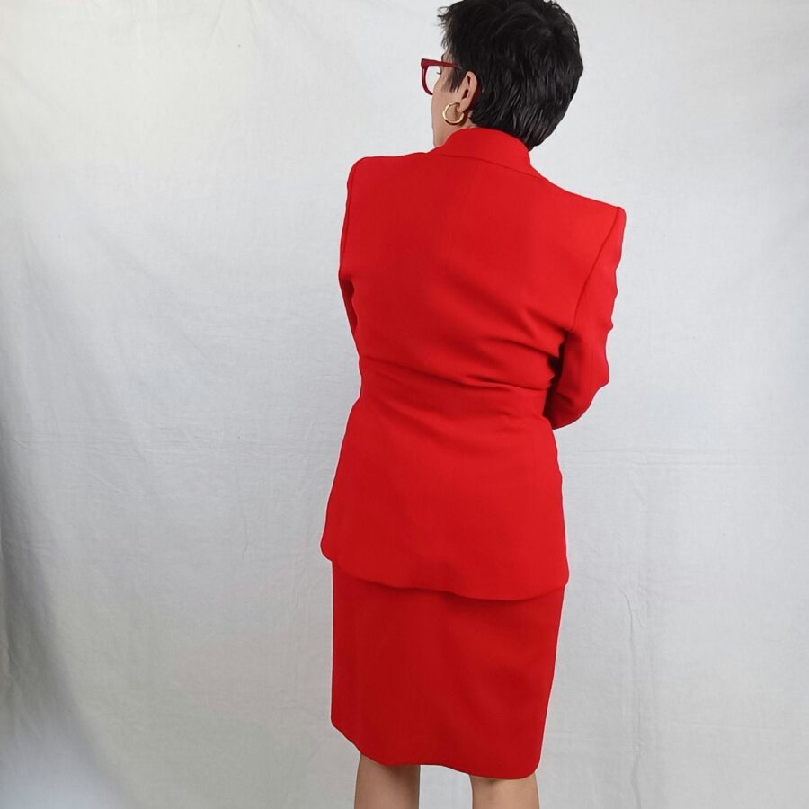 women vintage red suit