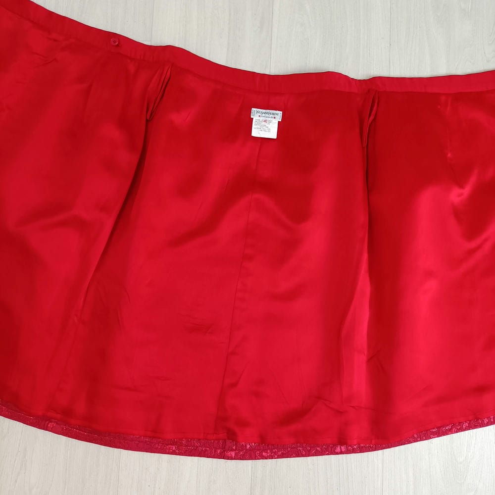 Gonna in broccato rosso YSL vintage 1990 - immagine 6