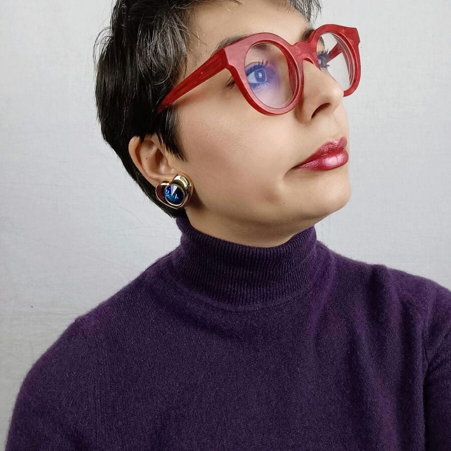 Orecchini blu a cuore vintage 1980s - immagine 4