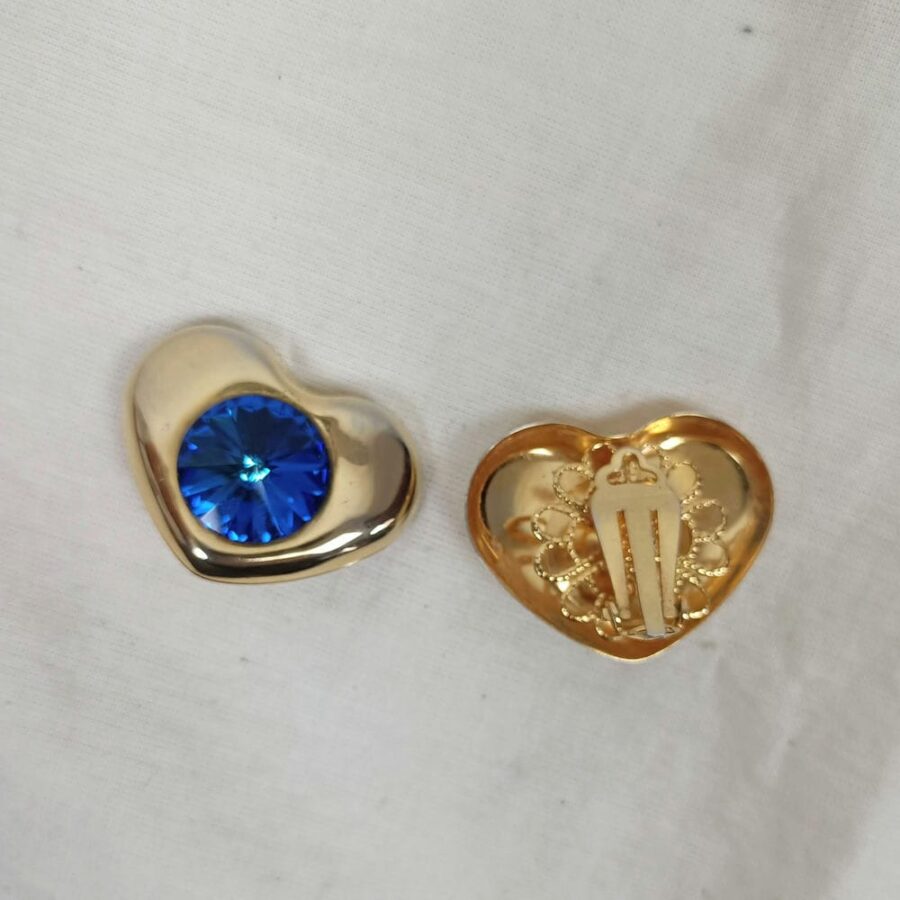 Orecchini blu a cuore vintage 1980s - immagine 3