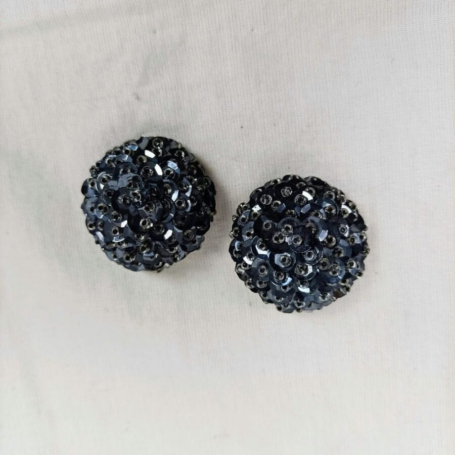 Orecchini grigi vintage con paillettes