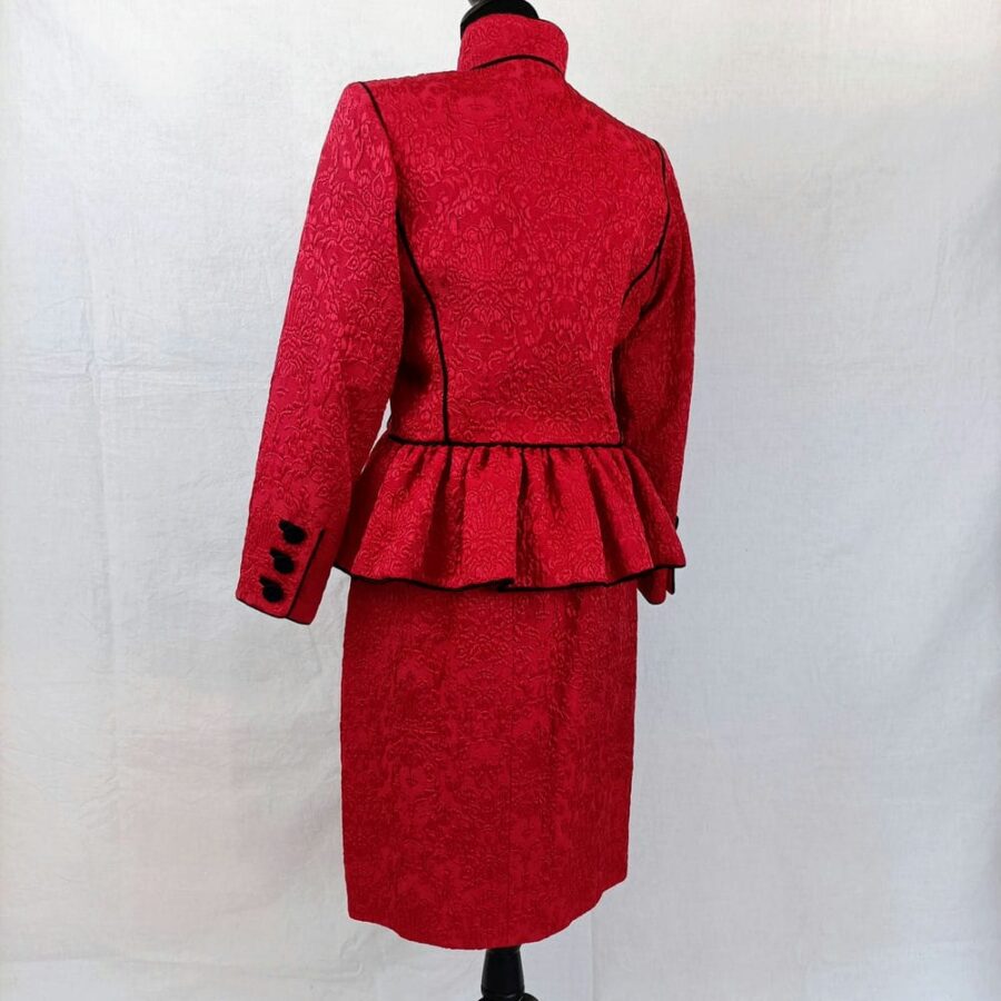 red vintage skirt suit