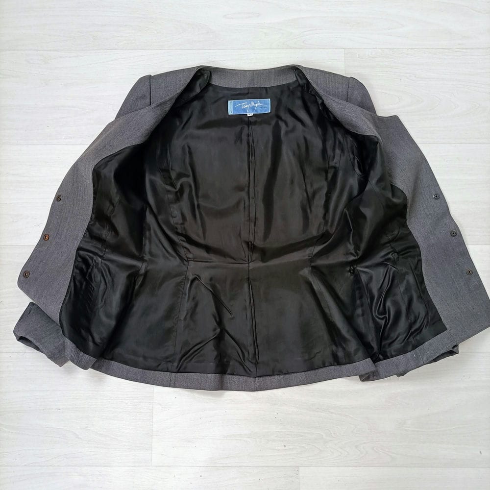 mugler vintage grey skirt suit