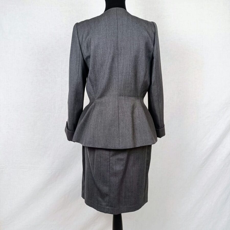 tailleur vintage grigio in lana