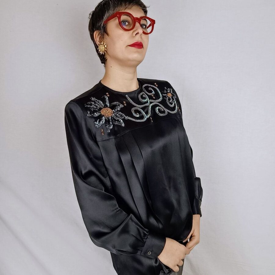 80s women silk shirt