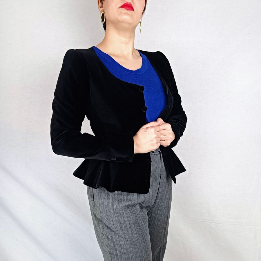 Giacca velluto nero donna Kenzo Paris vintage 70s Pomella