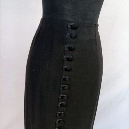 Gonna con bottoni davanti nera in lana