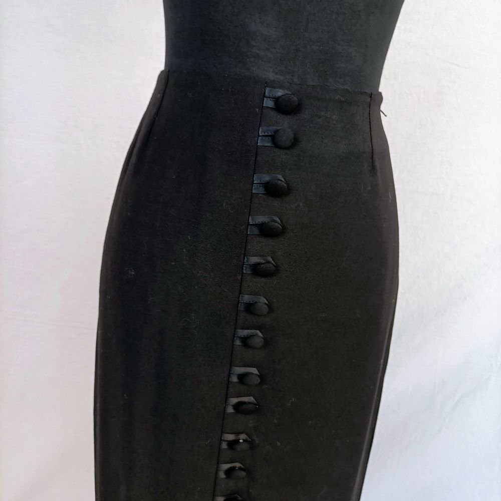 Gonna con bottoni davanti nera in lana