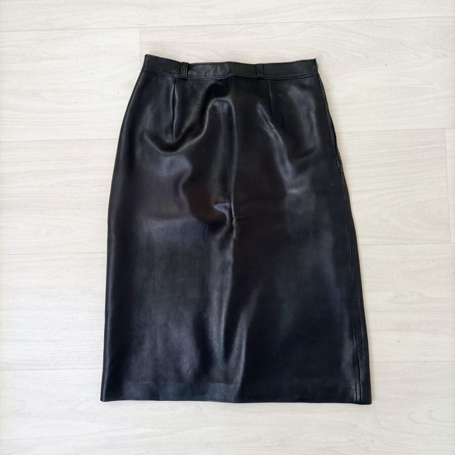 leather blue skirt vintage