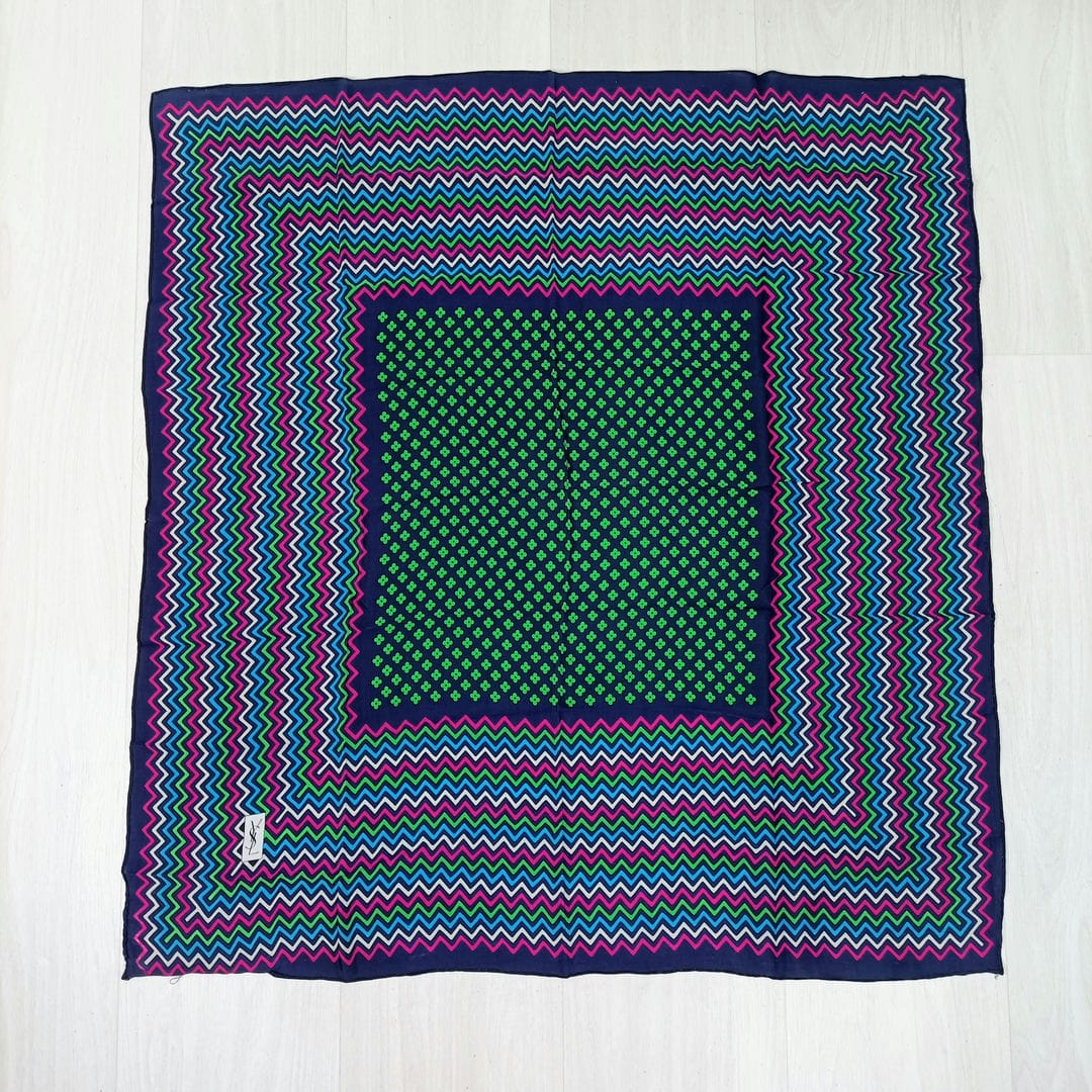 Foulard YSL vintage con fantasia geometrica a zig zag