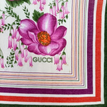 Foulard Gucci vintage in cotone con fiori e arance