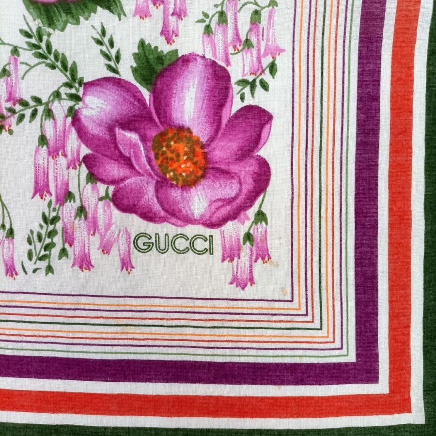 Foulard Gucci vintage in cotone con fiori e arance