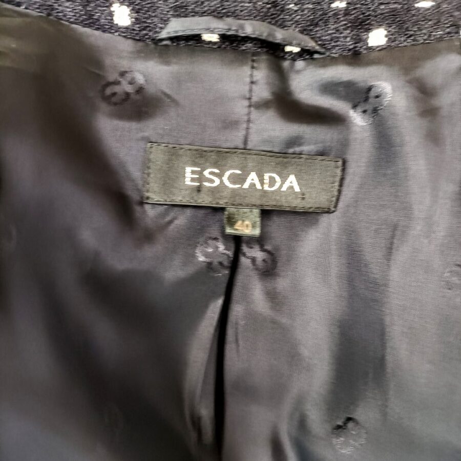 Giacca blu scuro a pois bianchi Escada vintage
