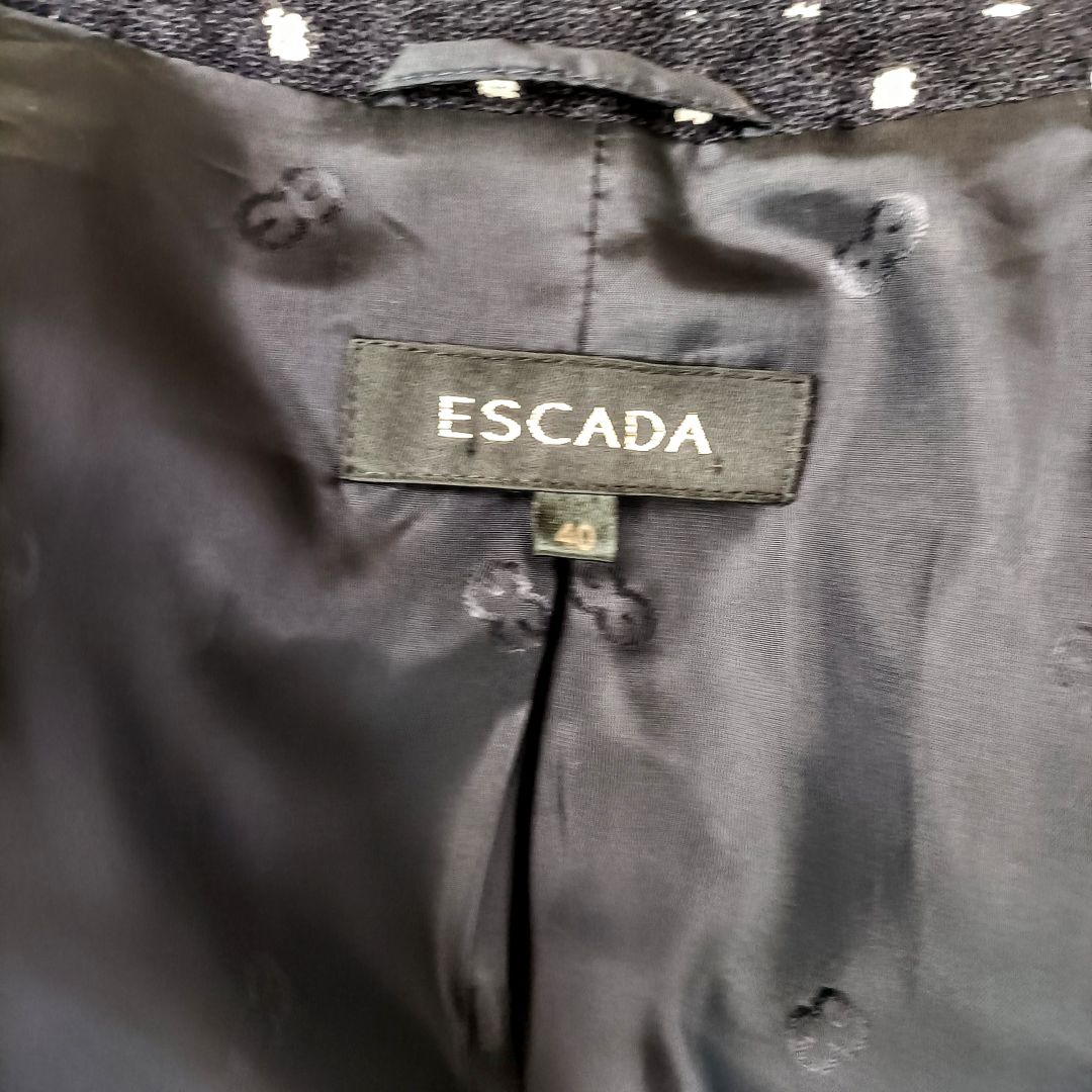Giacca blu scuro a pois bianchi Escada vintage