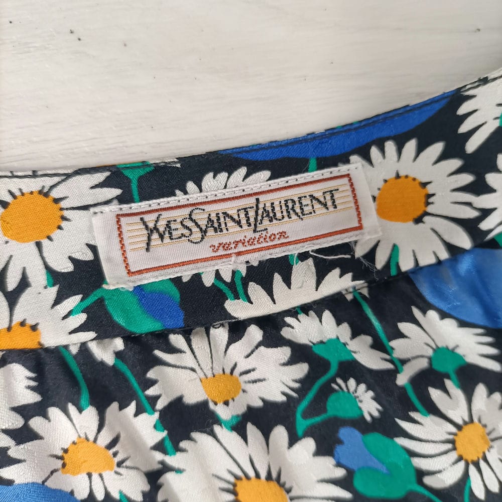 Vestito con margherite in seta Yves Saint Laurent vintage