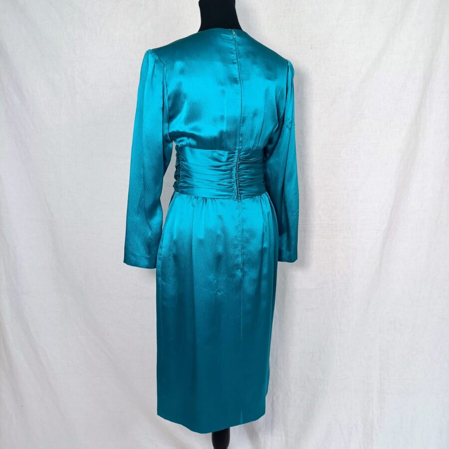 Abito elegante turchese da cerimonia Donald Campbell 1980s - immagine 5