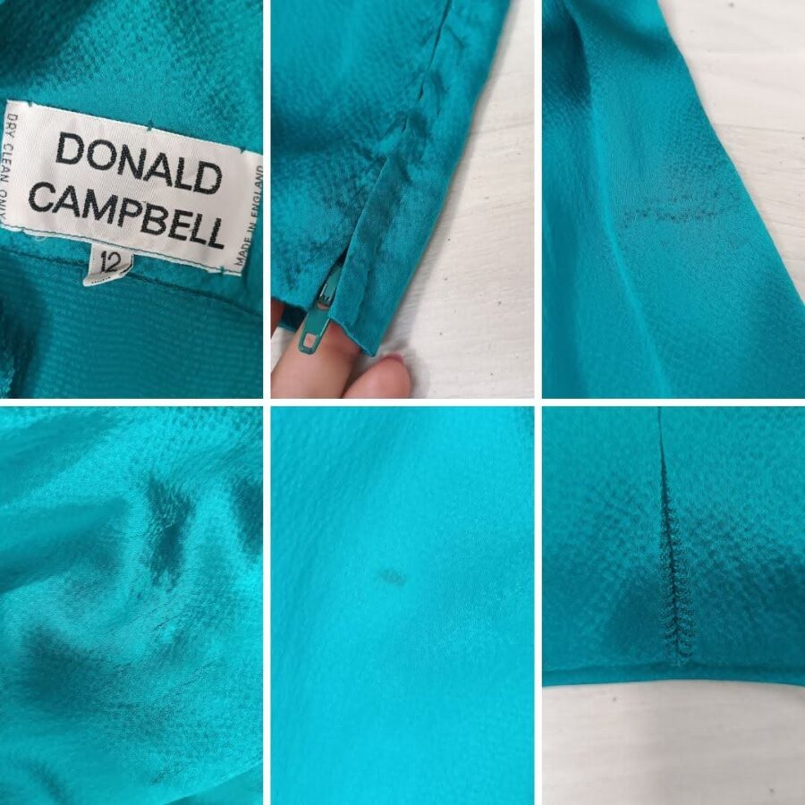 Abito elegante turchese da cerimonia Donald Campbell 1980s - immagine 7