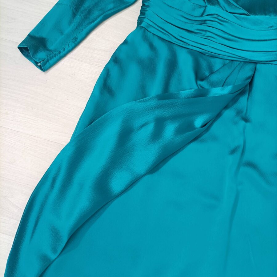 Abito elegante turchese da cerimonia Donald Campbell 1980s - immagine 6