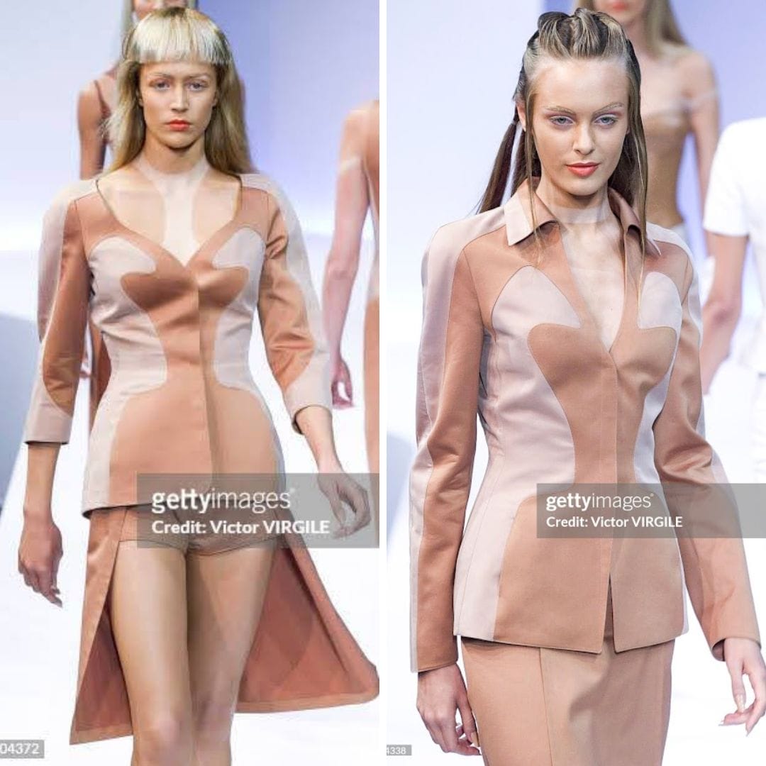 Tailleur Mugler y2k in cotone marrone - immagine 14
