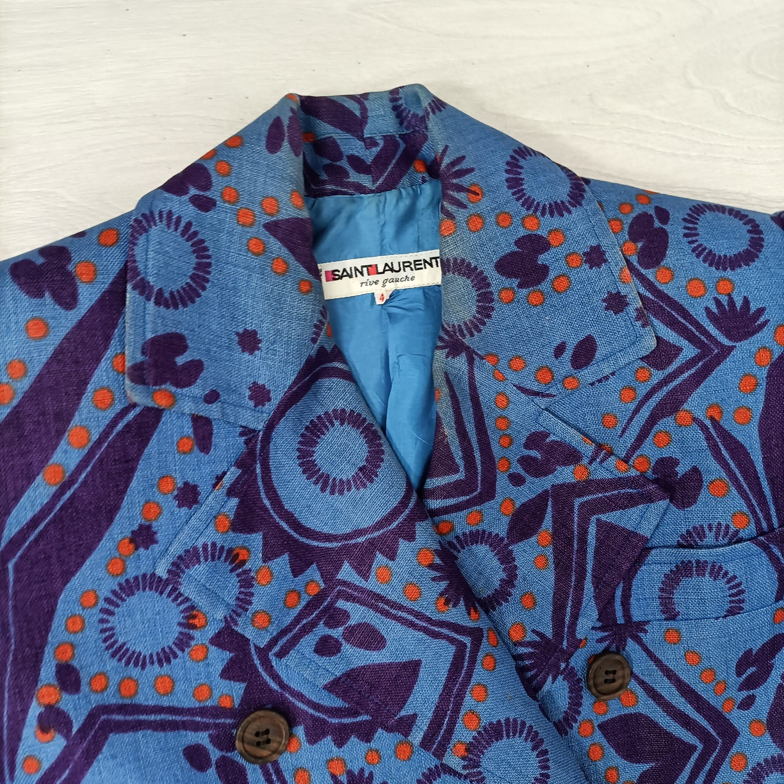 Saint Laurent Rive Gauche completo vestito e giacca in lino blu