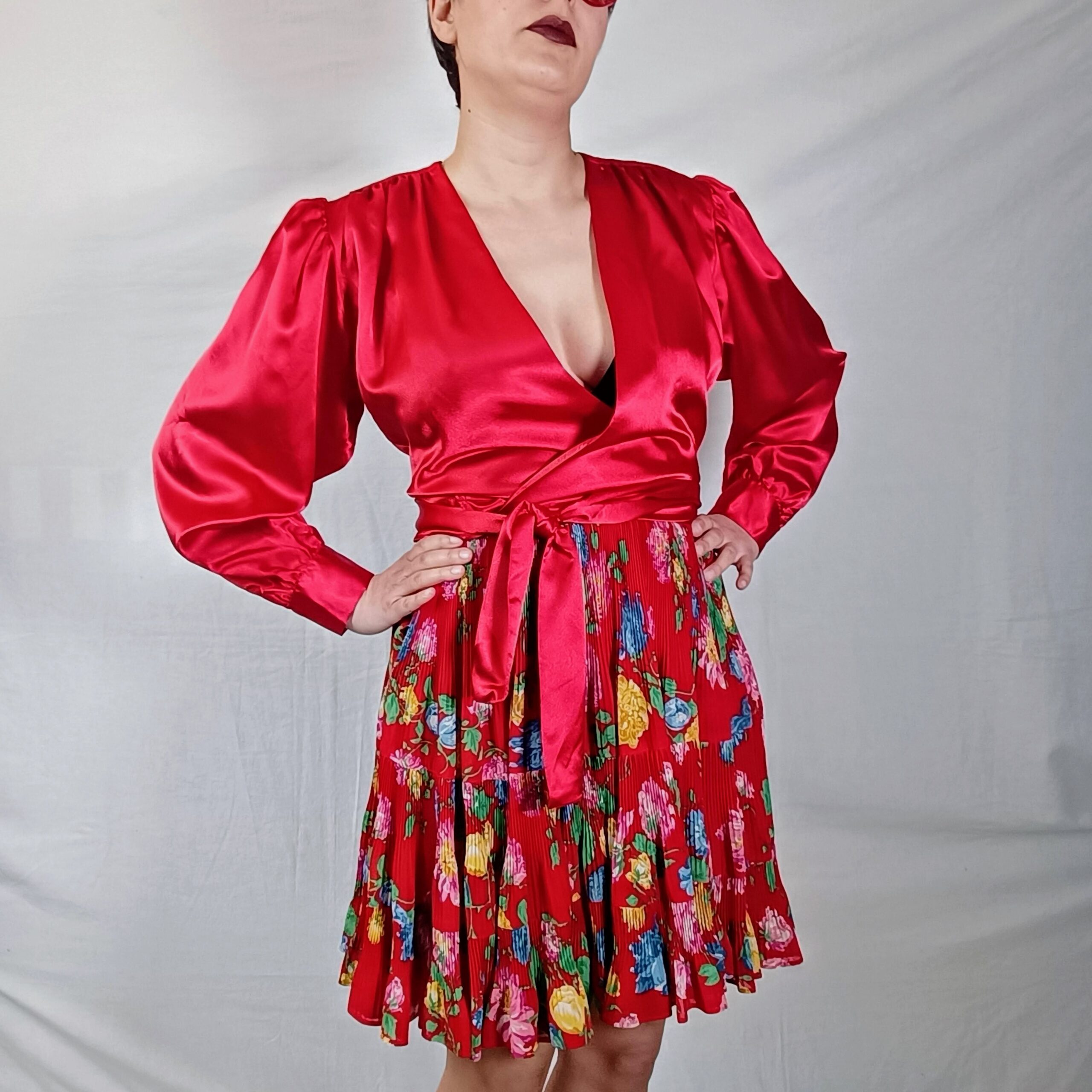 red pleated skirt