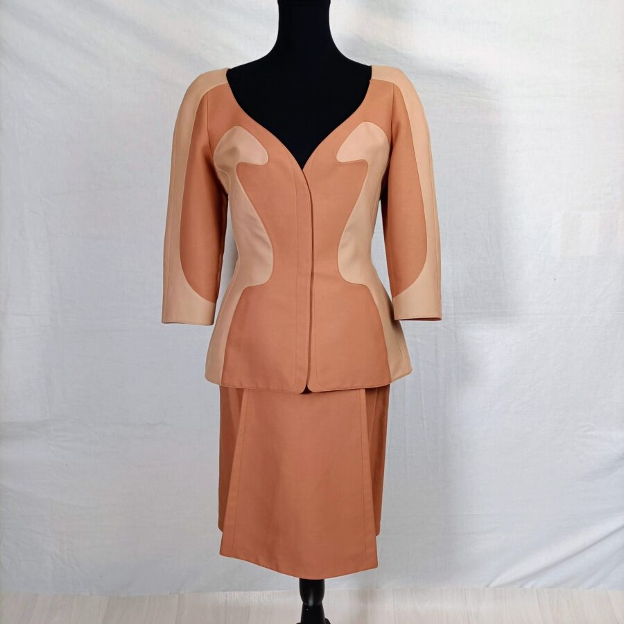 Tailleur Mugler y2k in cotone marrone - immagine 3