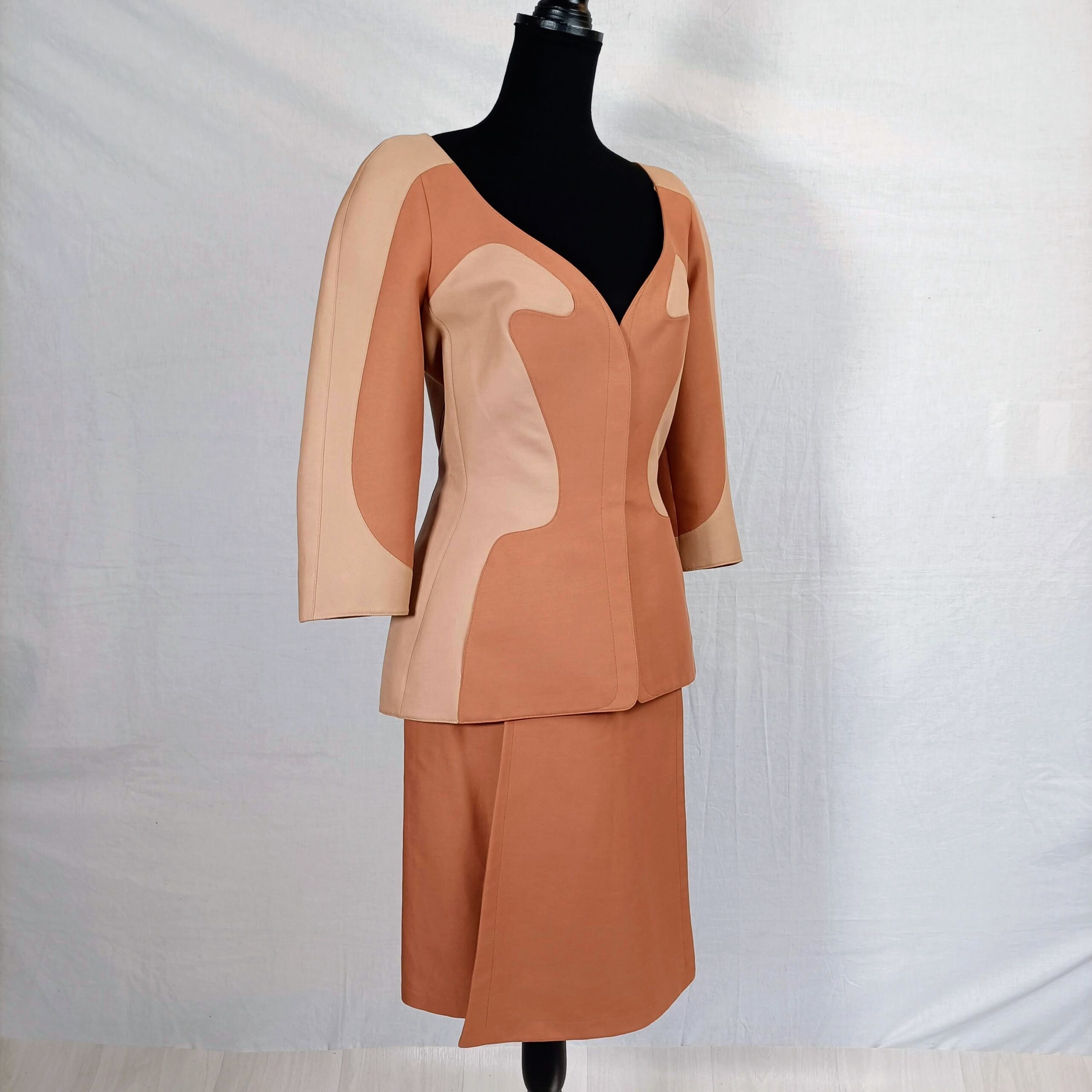 Tailleur Mugler y2k in cotone marrone - immagine 6