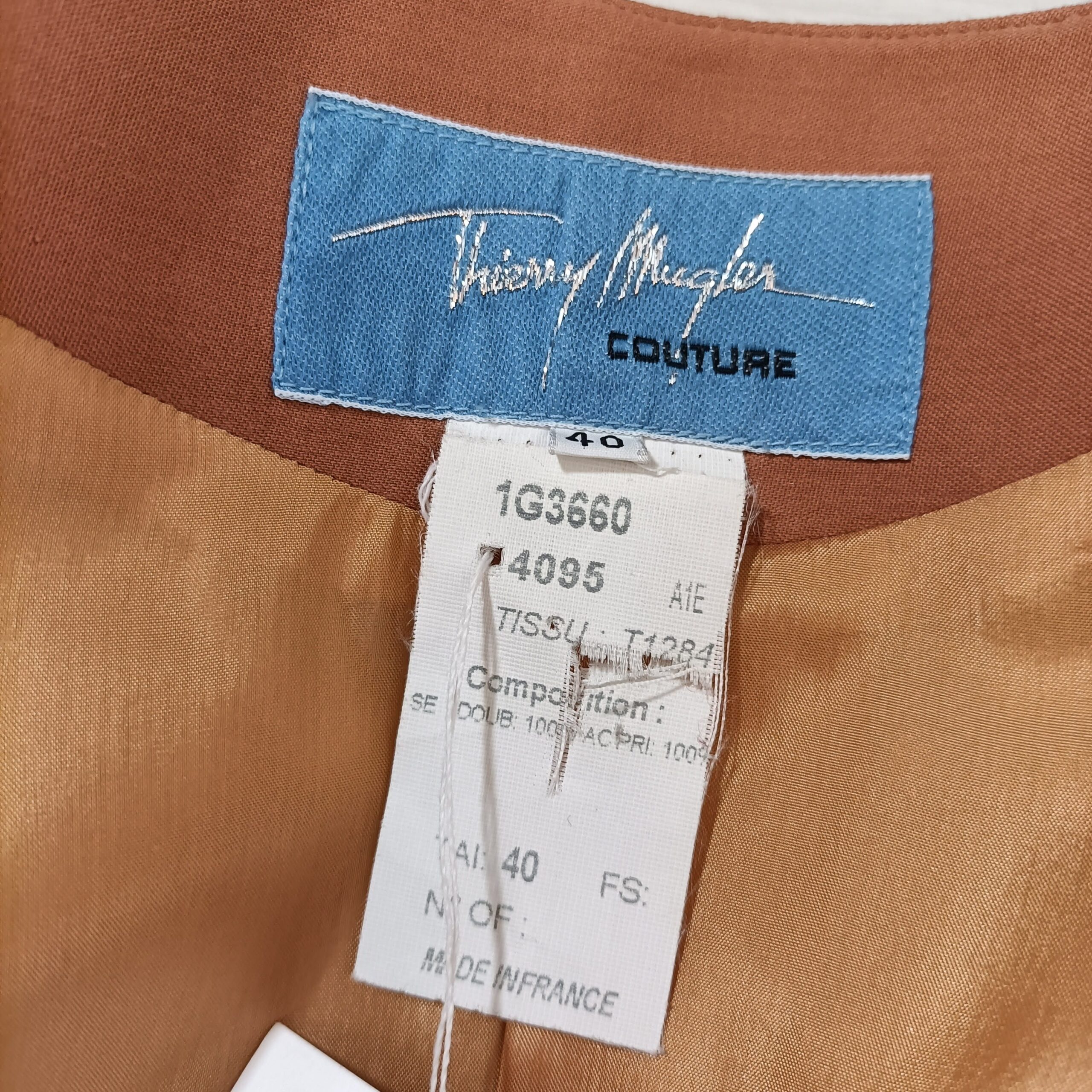 Tailleur Mugler y2k in cotone marrone - immagine 8