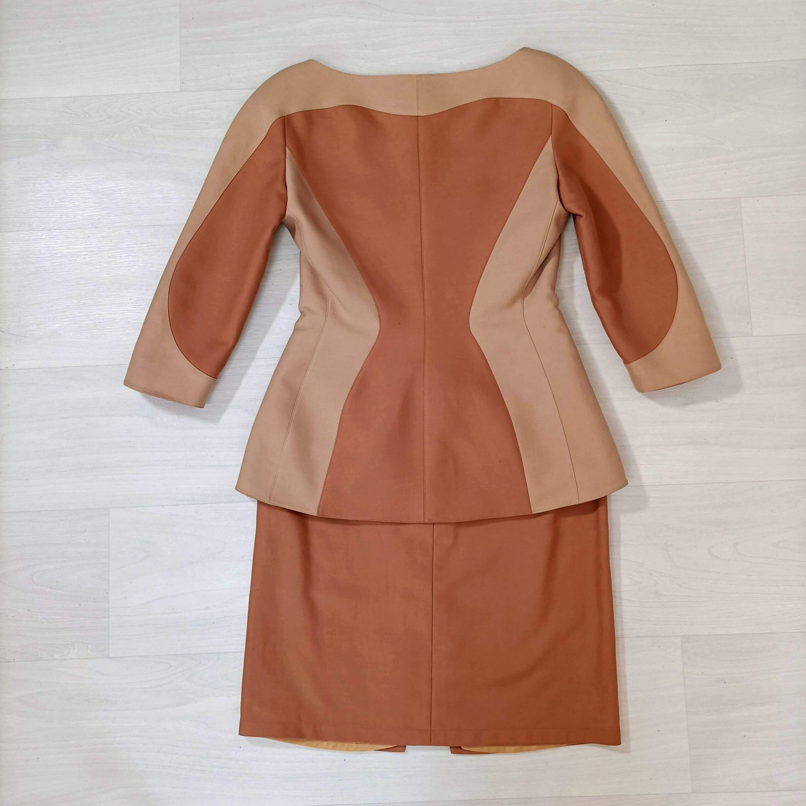 Tailleur Mugler y2k in cotone marrone - immagine 7