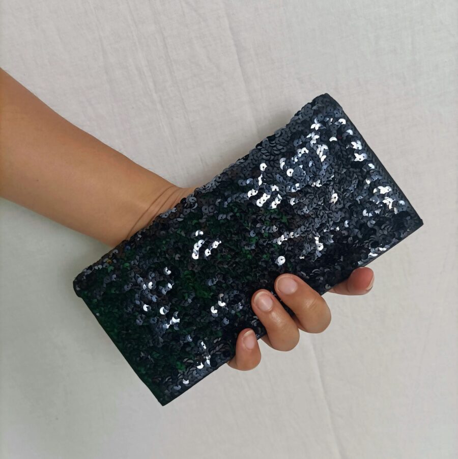 Pochette vintage anni 50 con paillettes nere Pomella Vintage Shop