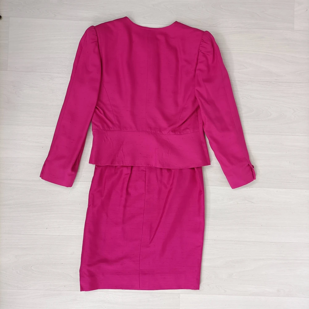 Tailleur rosa in seta Valentino 1980s - immagine 6