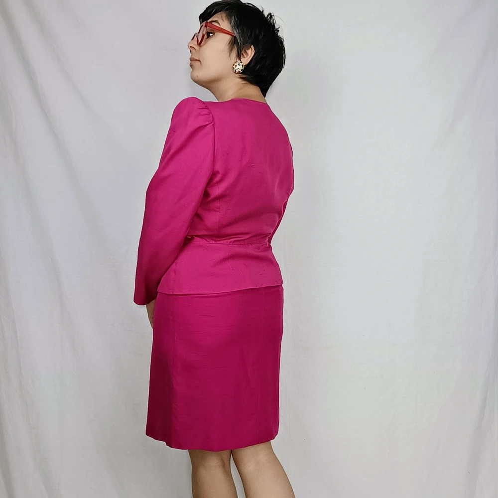 Tailleur rosa in seta Valentino 1980s - immagine 4