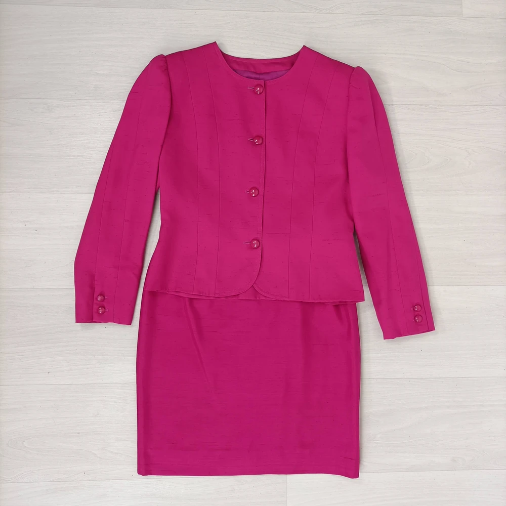 Tailleur rosa in seta Valentino 1980s - immagine 5