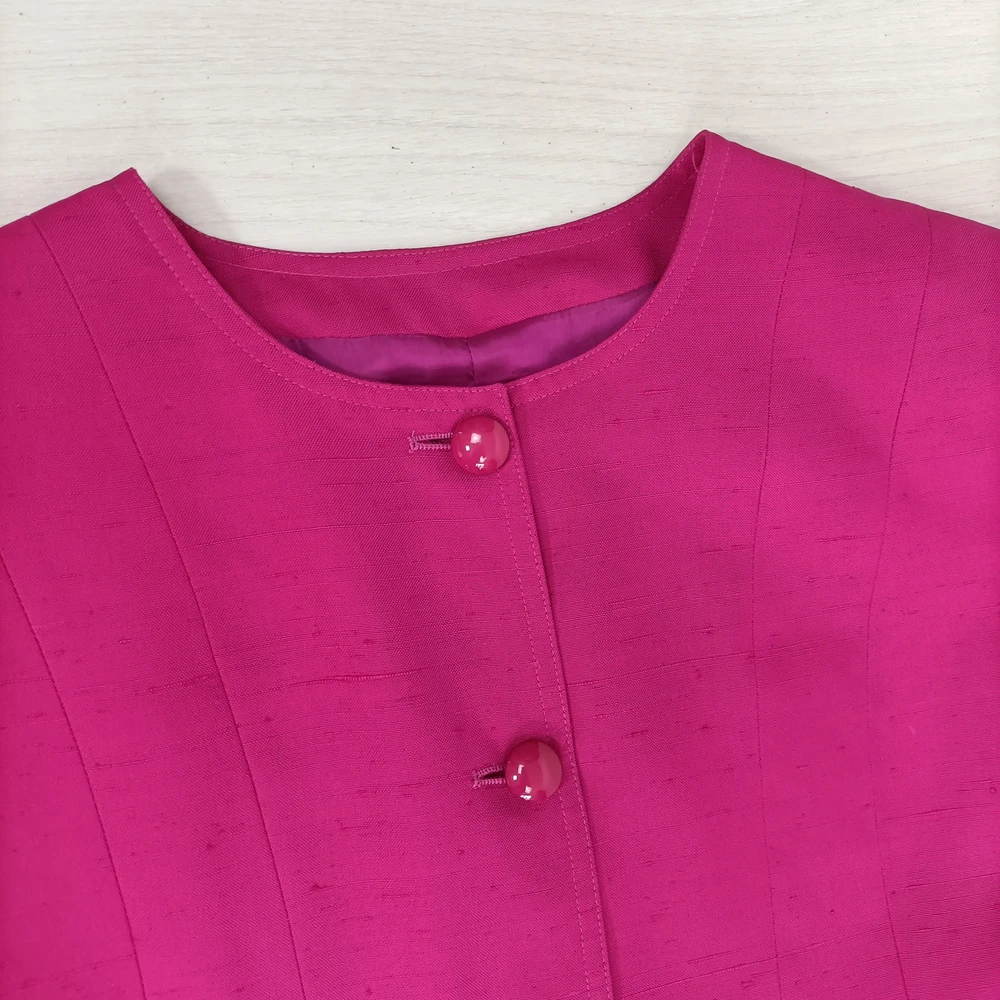 Tailleur rosa in seta Valentino 1980s - immagine 7