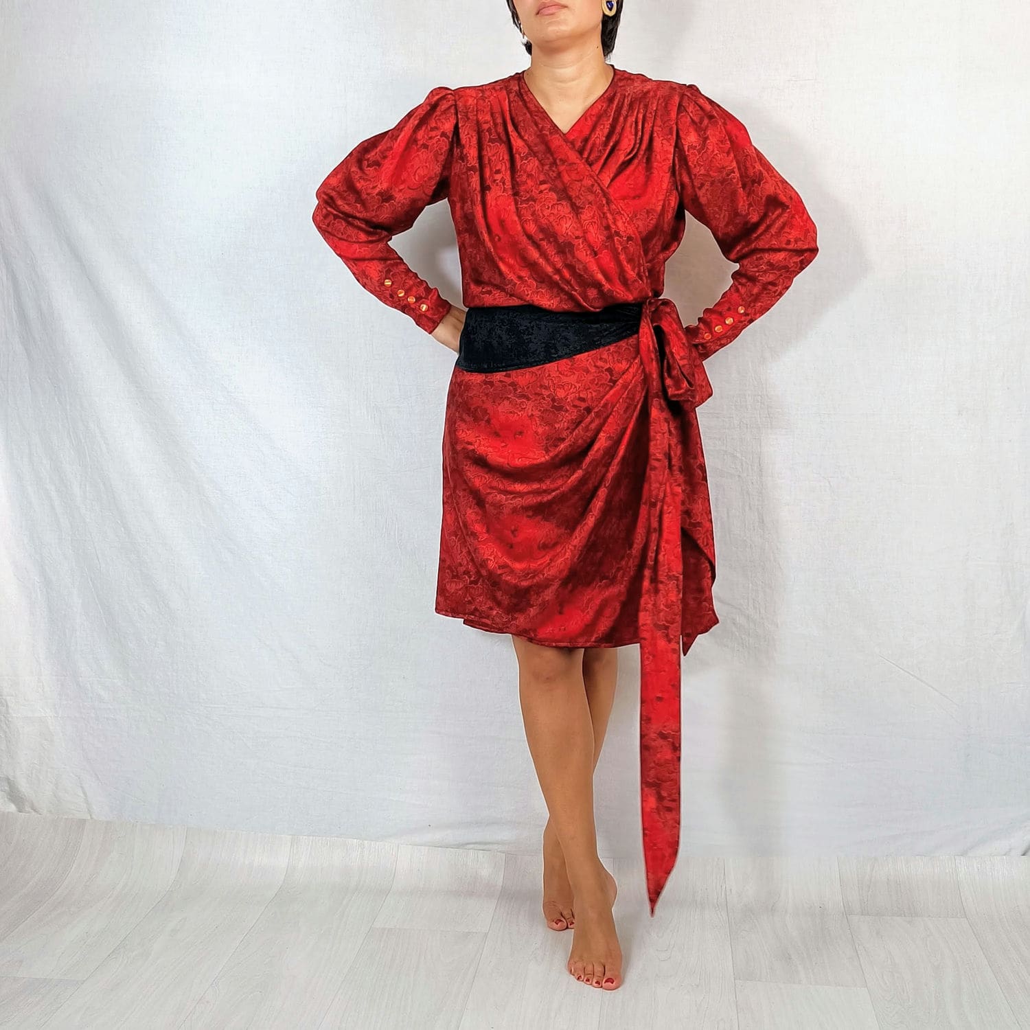 Vestito drappeggiato in seta rosso Emanuel Ungaro - immagine 4