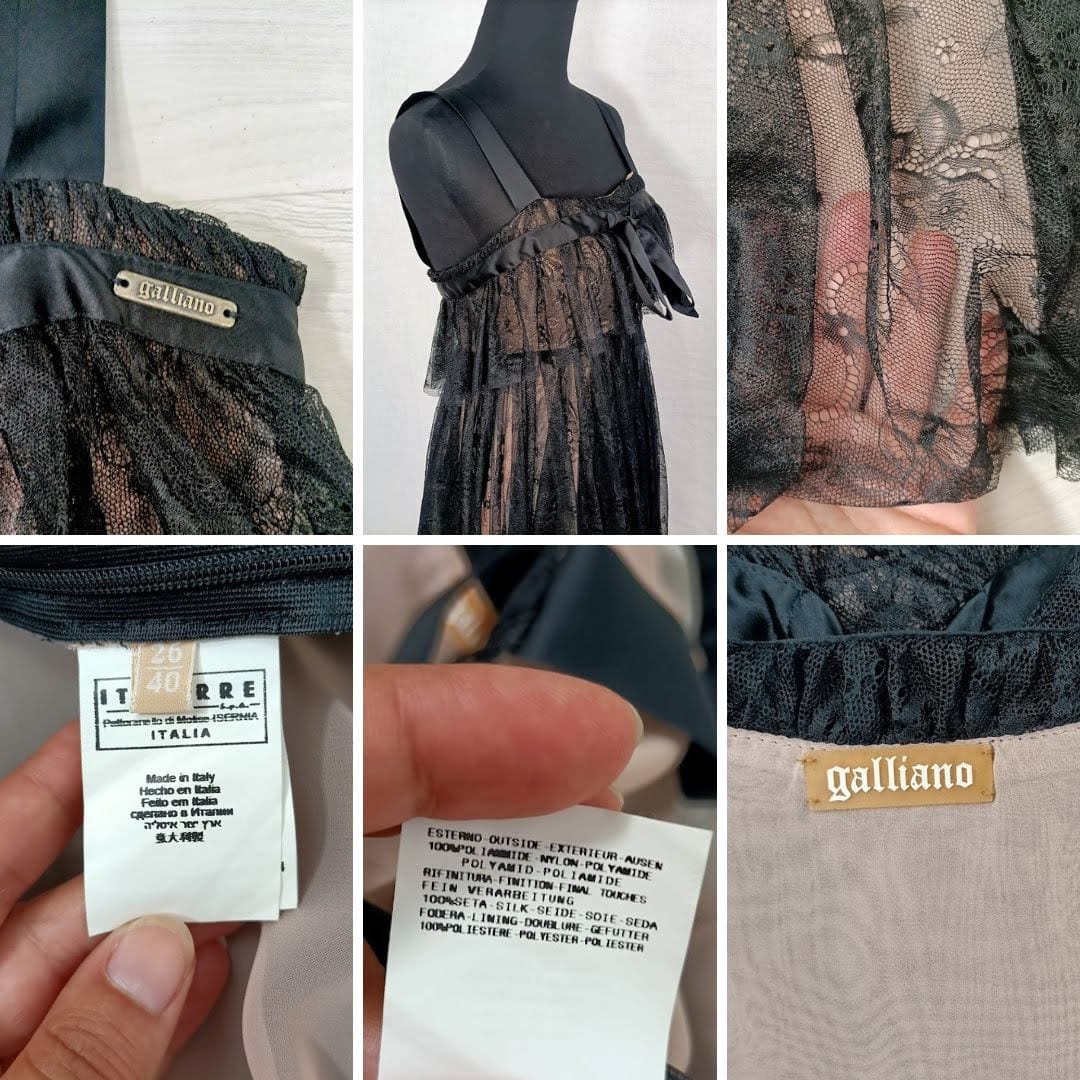 Vestito corto in pizzo Galliano - immagine 6