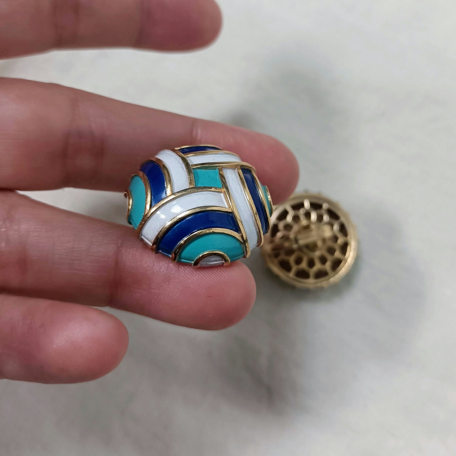 Orecchini Trifari smaltati - immagine 6