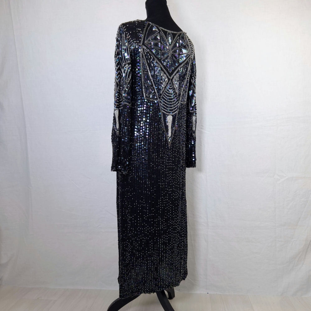 Paul Louis Orrier abito da sera nero con paillettes in stile anni '30