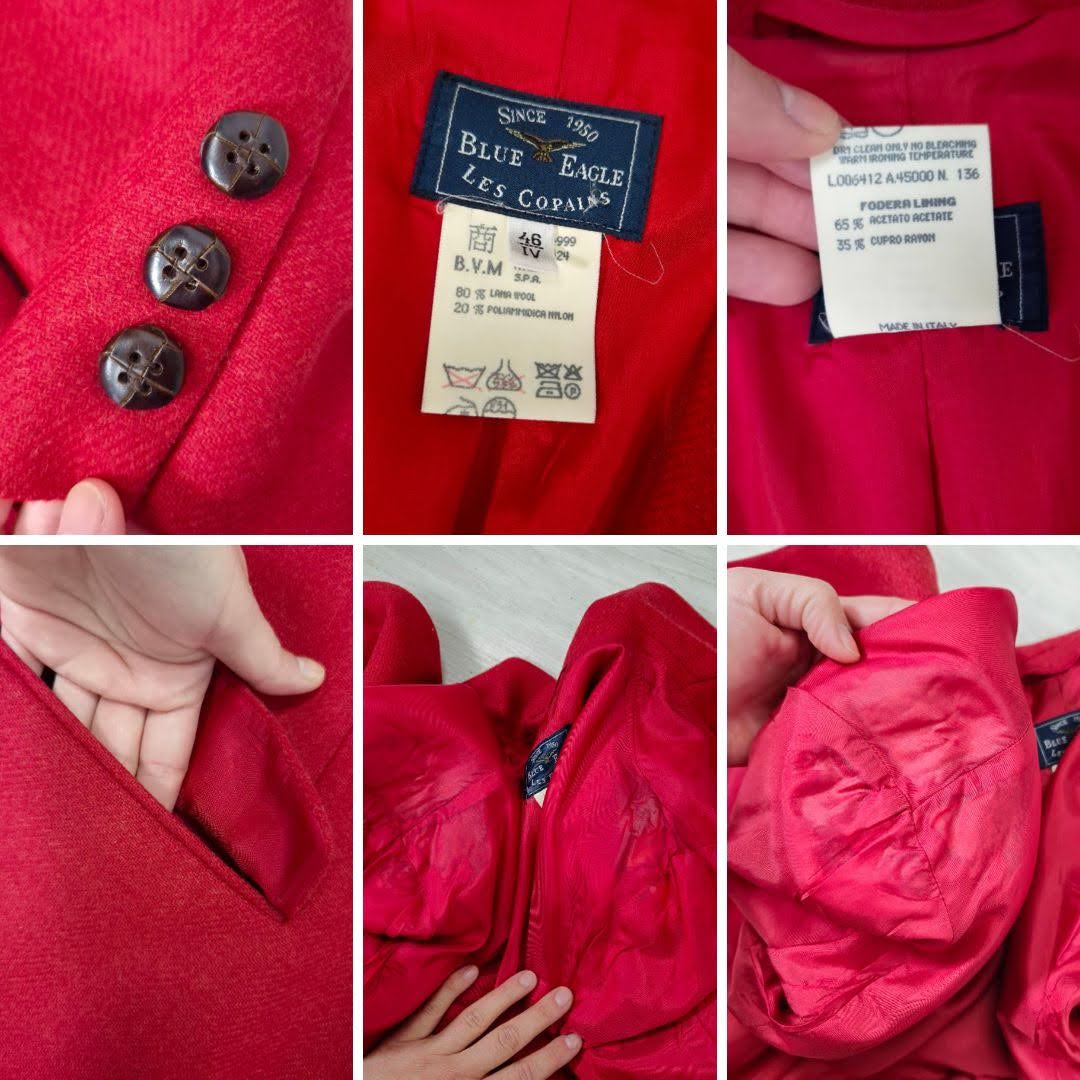 Giacca rossa in lana Blue Eagle Les Copains vintage 90s - immagine 6