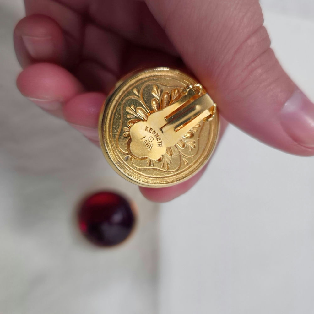 Orecchini rossi grandi vintage Kenneth Jay Lane