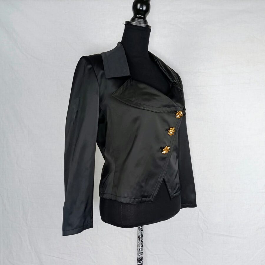Giacca nera satinata Givenchy con bottoni gioiello