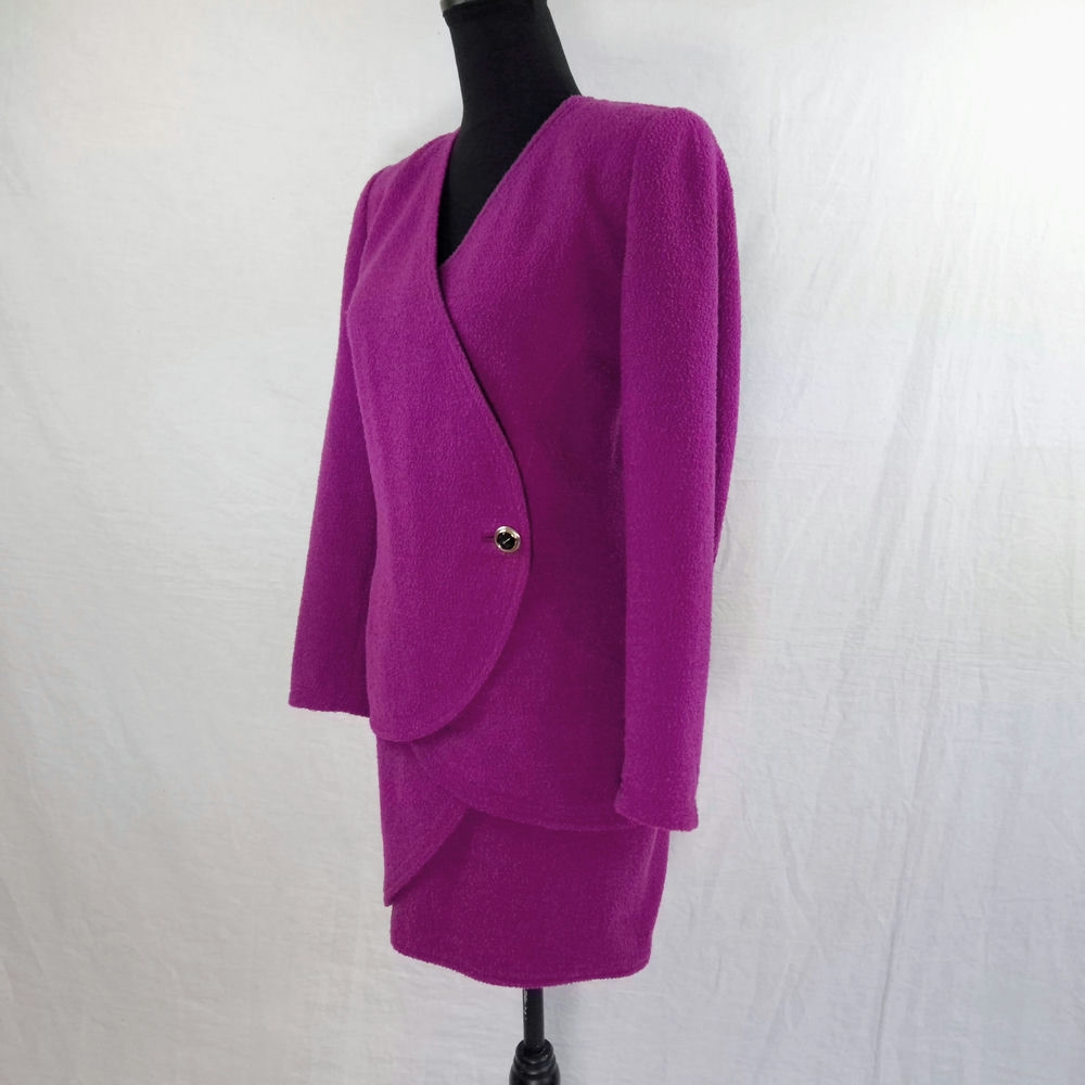 Tailleur Gianni Versace vintage 80s viola in lana