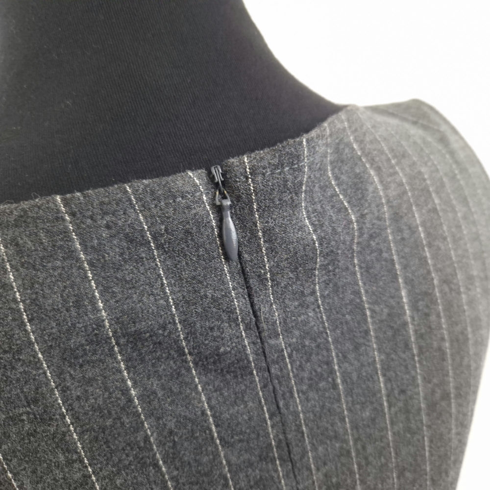 pinstriped gray dress